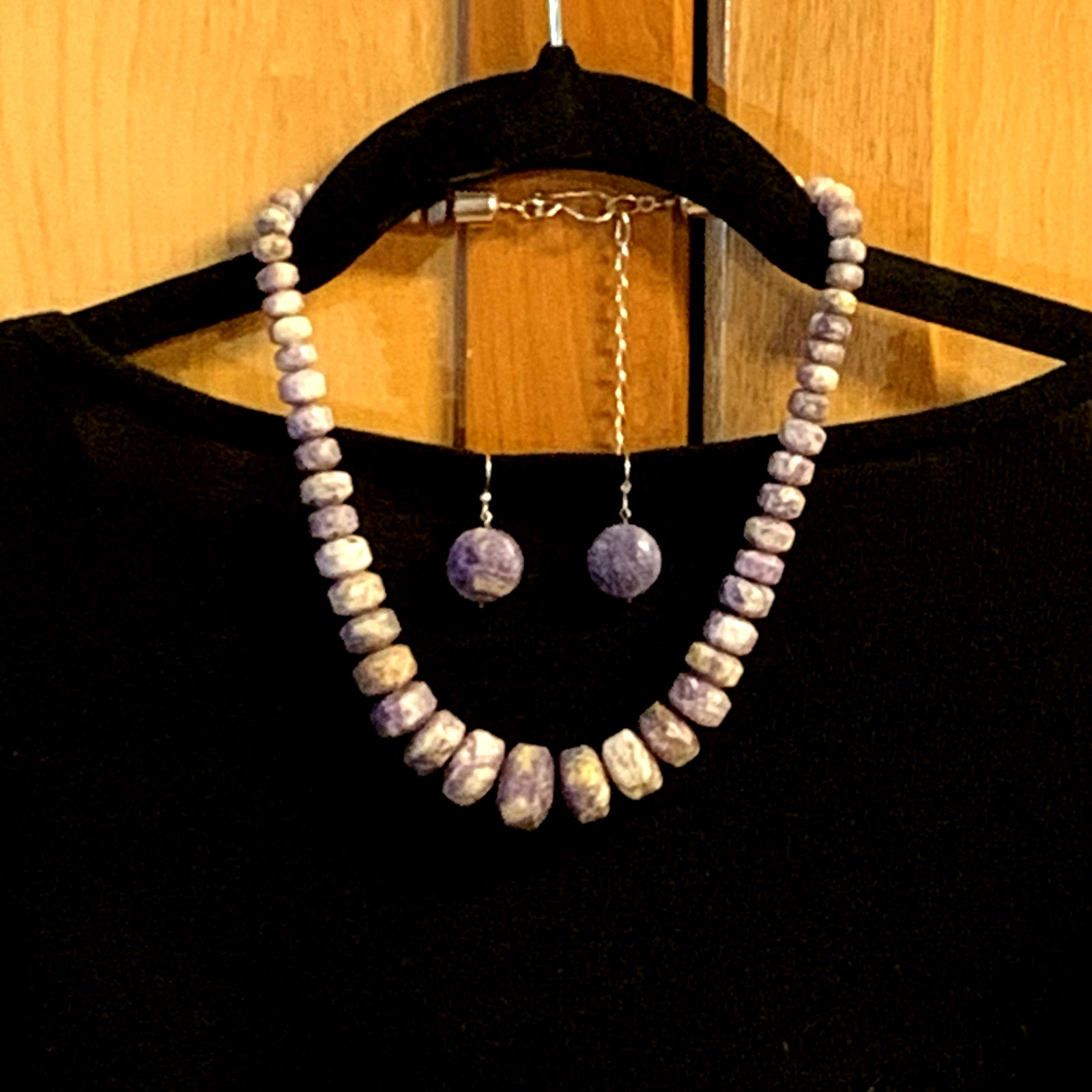 Jay King Necklace Earrings Sterling Silver Purple Charoite Graduating Beads 63$